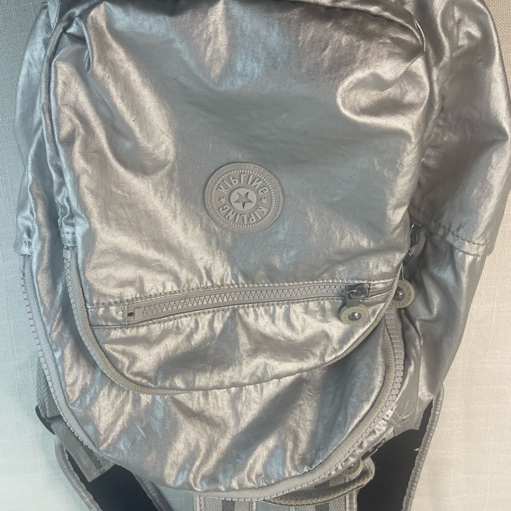Kipling Metallic Silver Backpack - image 4
